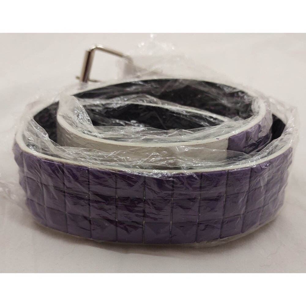 Black Faux Leather Studded Belt Purple Studs Alt Fashion Trend Style Adjustable